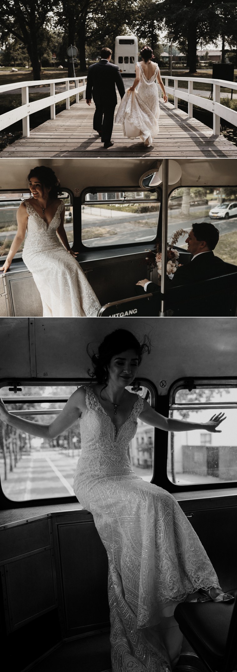 met de bus naar bruiloft